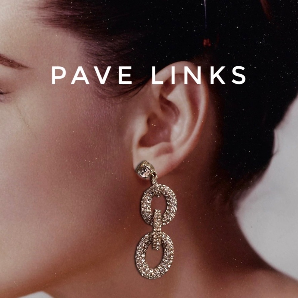 Dangling Rhinestone Chunky Links Statement Earrin… - image 3